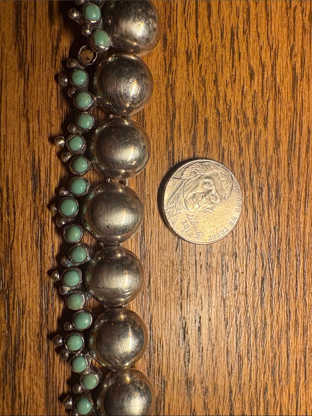 Antique 1970’s Sterling Silver Linked Turquoise Floral Bracelet Taxco Silver - Picture 11 of 16